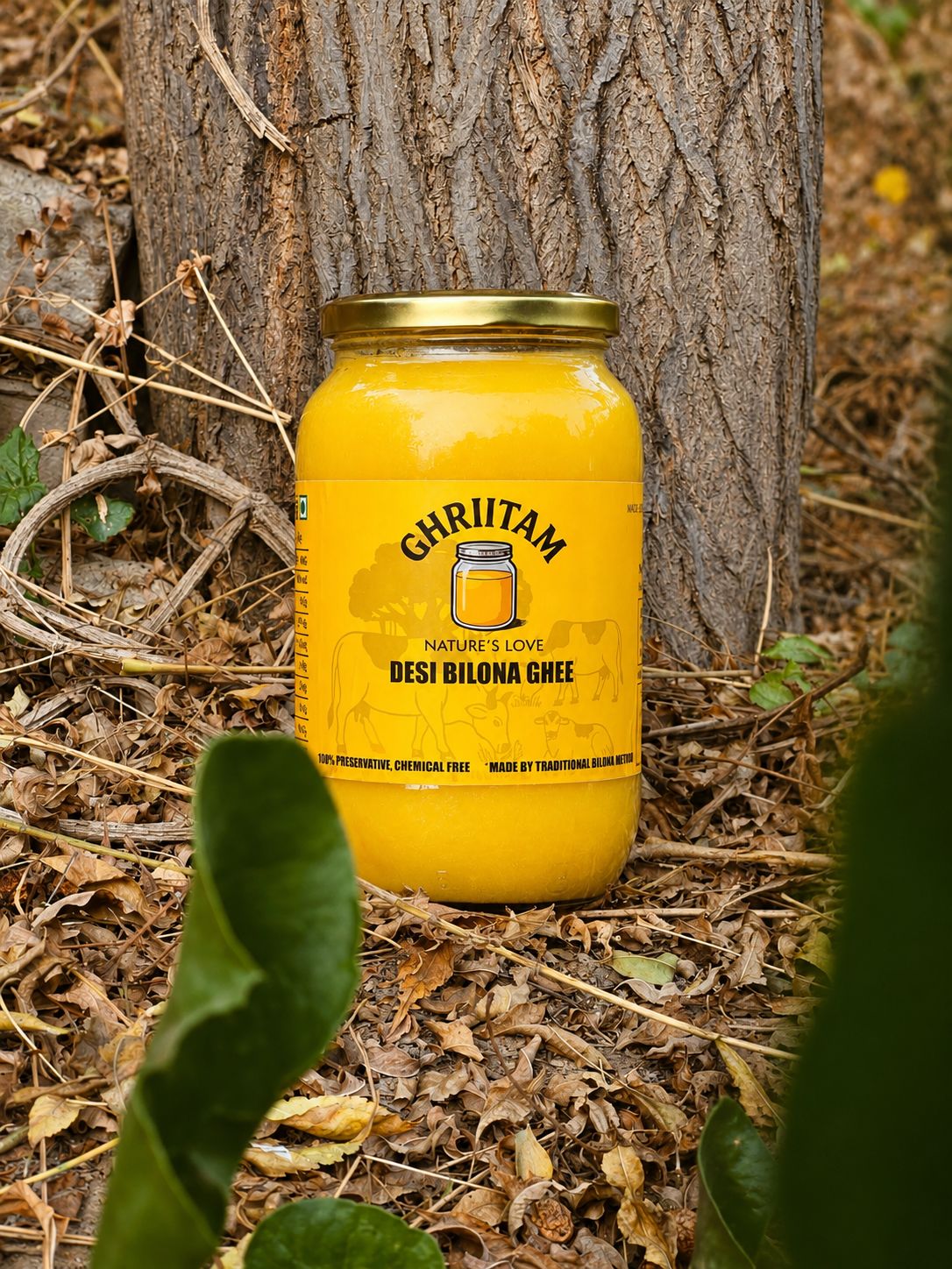 Ghriitam 1 Litre Desi Bilona Ghee jar