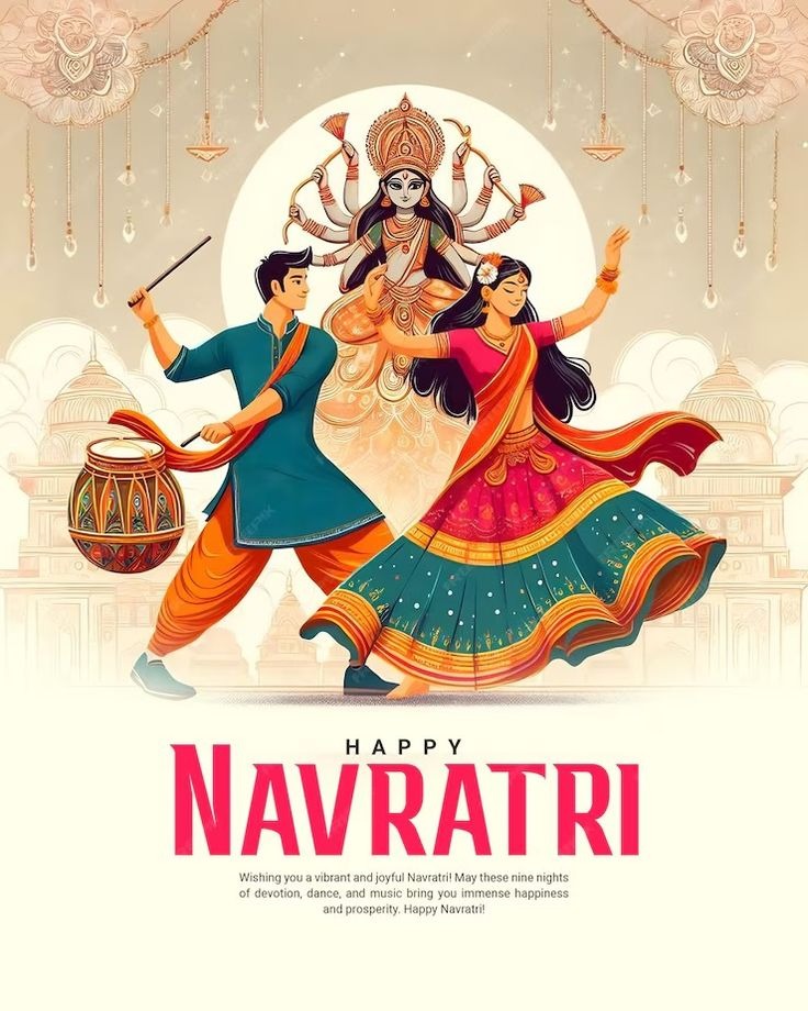 Happy Navratri festive illustration with Maa Durga